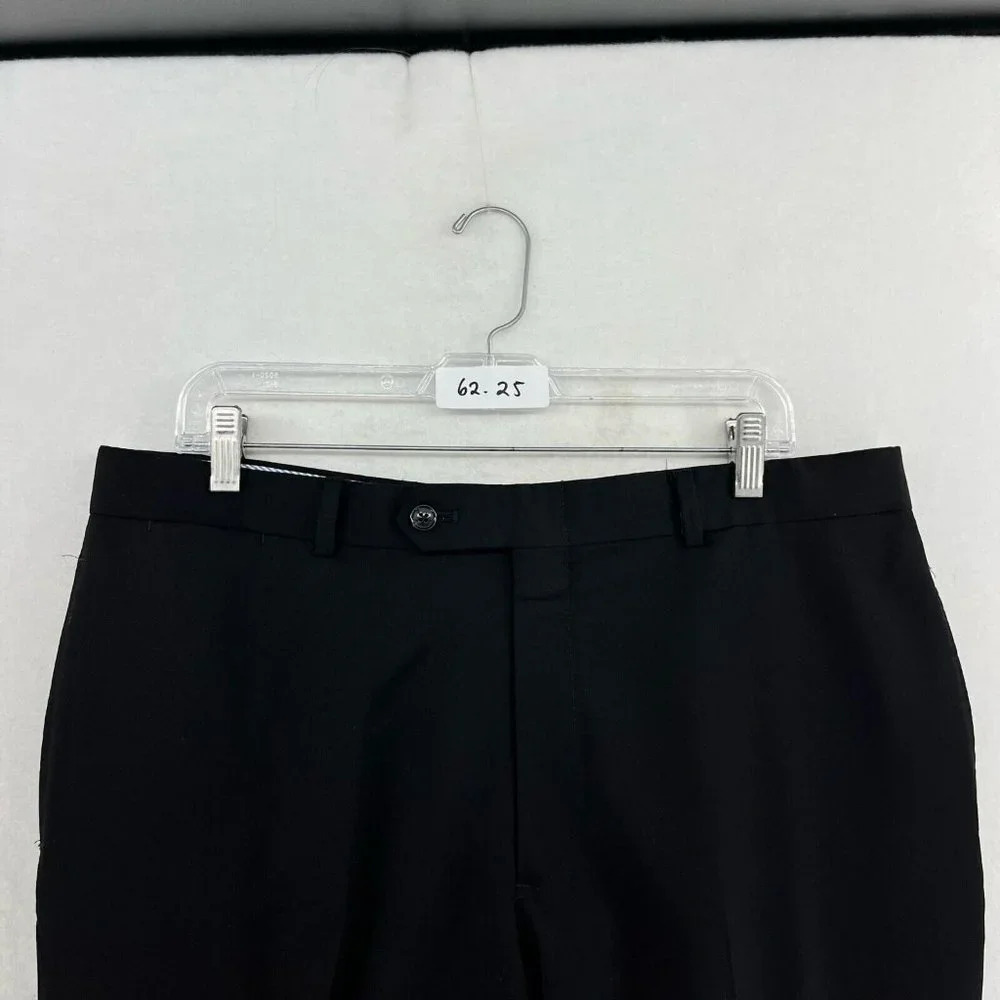 Tommy Hilfiger Men's Pants Sz 36x30 Black Classic Straight Leg Pure Wool Trouser - Picture 11 of 11